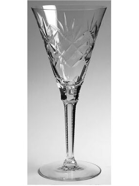 Seneca Stratford Cut Crystal Water Goblet 8.25" Glass Notched Stem Pattern 636